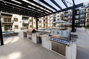 Minnetonka apartment for rent - the outdoor kitchen is equipped with stainless steel appliances and granite counter tops