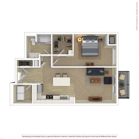 Floor plan for 1 bed, 1 bath, 808 sqft