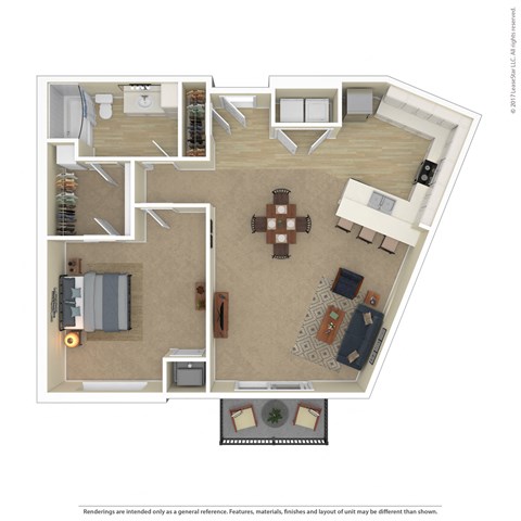 Floor plan for 1 bed, 1 bath, 903 sqft