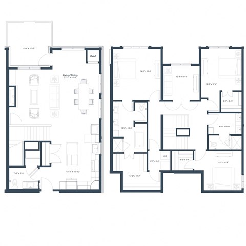 Floor plan for 3 beds, 2.5 baths, 2385 sqft