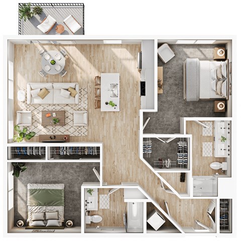 Floor plan for 2 beds, 2 baths, 1210 sqft