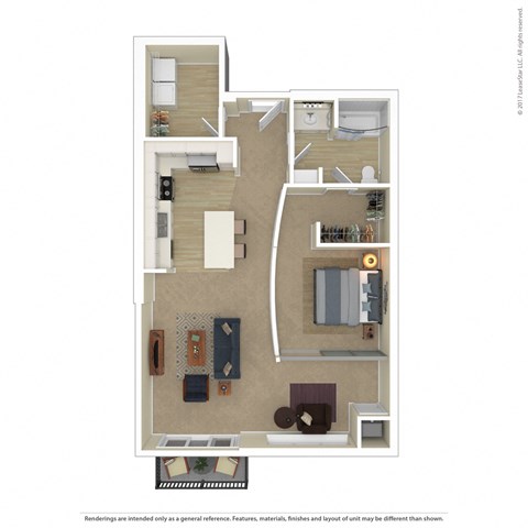 Floor plan for 1 bed, 1 bath, 962 sqft