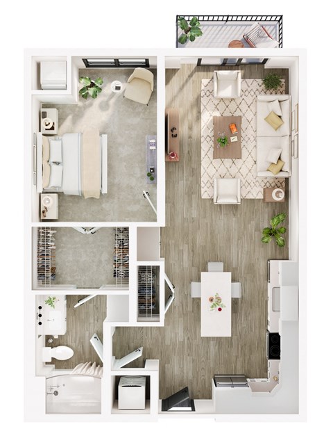Floor plan for 1 bed, 1 bath, 780 sqft