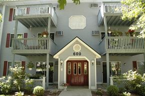 Ludington apartment for rent - the front of a house with a red door