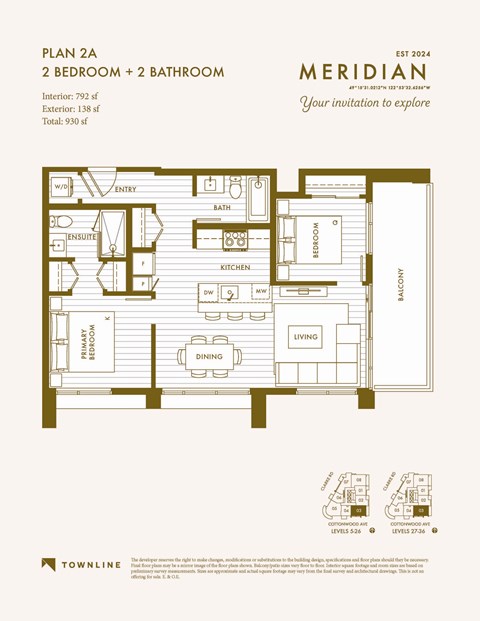 Floor plan for 2 beds, 2 baths, 792 sqft