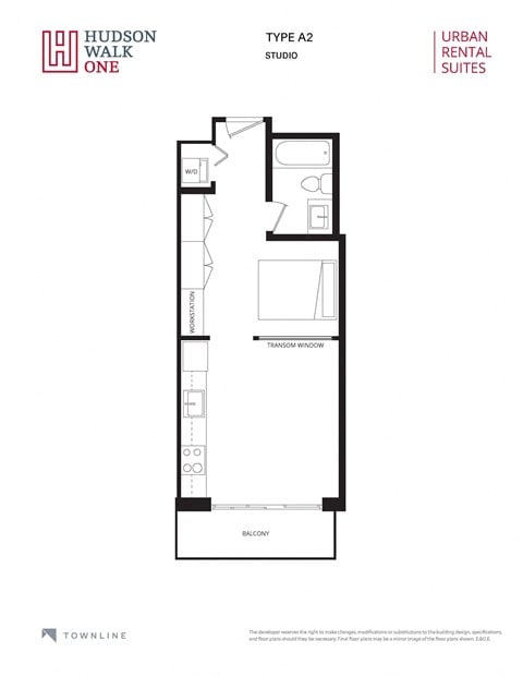 Floor plan for studio, 1 bath, 452 sqft