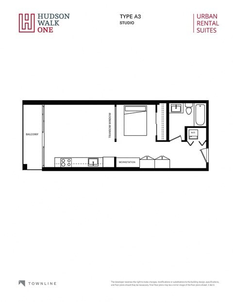 Floor plan for studio, 1 bath, 531 sqft