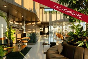 Coquitlam apartment for rent - A red banner with the text "TWO MONTHS FREE" is displayed over a modern interior space.