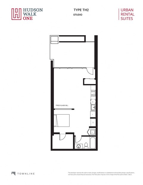 Floor plan for studio, 1 bath, 767 sqft