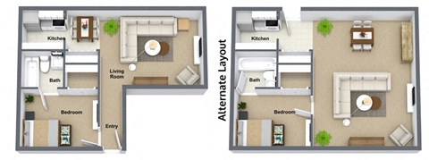 Floor plan for 1 bed, 1 bath, 528 sqft