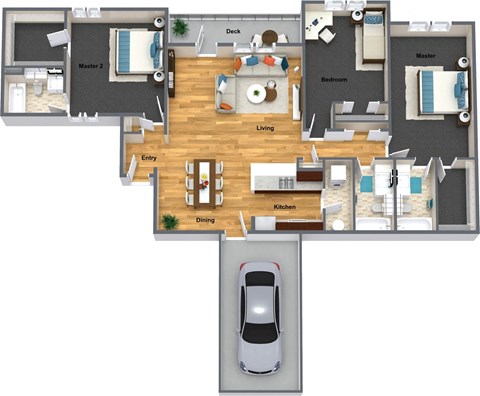 Floor plan for 3 beds, 3 baths, 1620 sqft