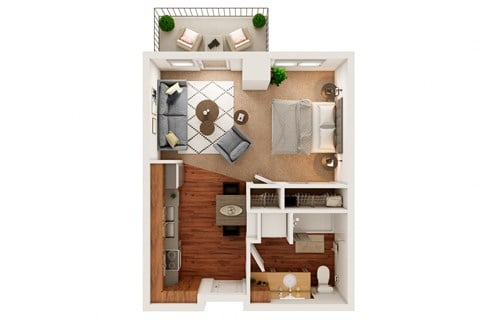 Floor plan for studio, 1 bath, 495 sqft