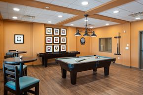 Aurora apartment for rent - A billiards room with a pool table and a table and chairs.