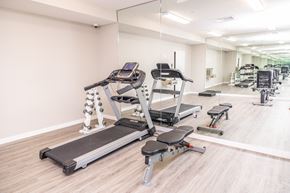 New Orleans apartment for rent - two treadmills and other exercise equipment in a gym with mirrors