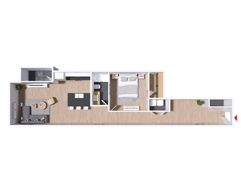 Floor plan for 1 bed, 1 bath, 875 sqft