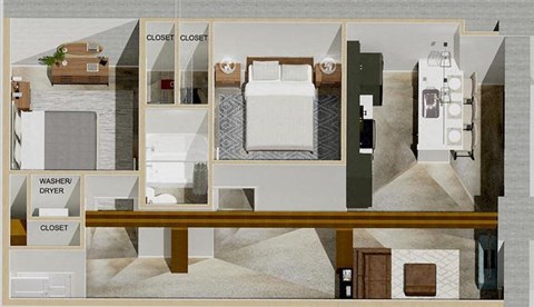 Floor plan for 2 beds, 1 bath, 925 sqft