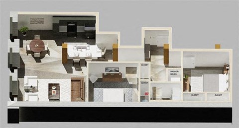 Floor plan for 2 beds, 1 bath, 1040 sqft