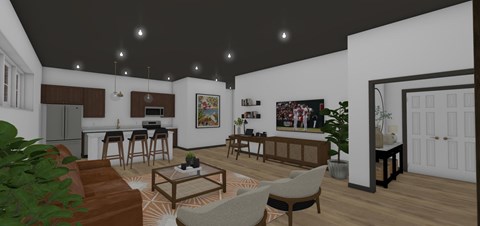 Floor plan for 1 bed, 1.5 baths, 1173 sqft