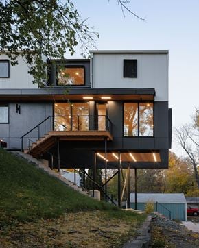 Saint Paul apartment for rent - A modern house with a staircase leading to the second floor.