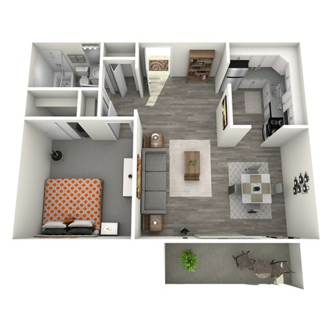 Floor plan for 1 bed, 1 bath