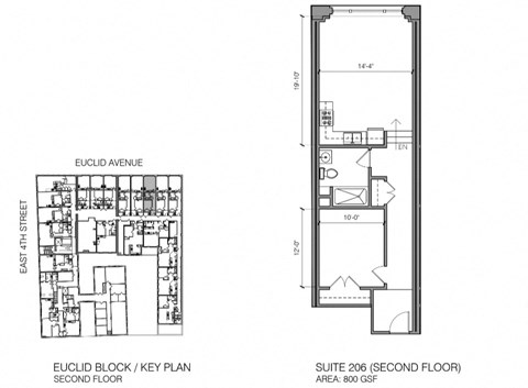 Floor plan for 1 bed, 1 bath, 768 sqft