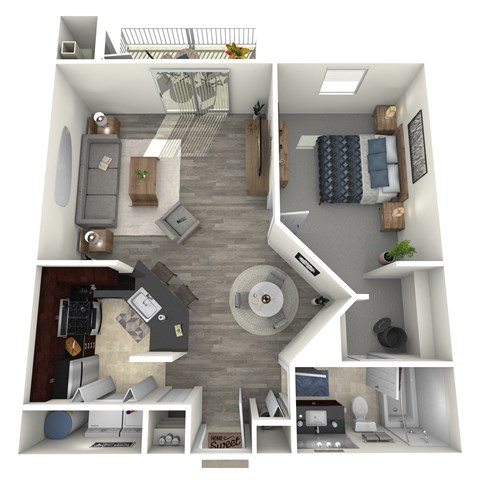 Floor plan for 1 bed, 1 bath, 780 sqft