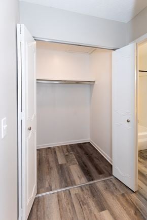 Sandusky apartment for rent - an empty bedroom with a closet and a wood floor