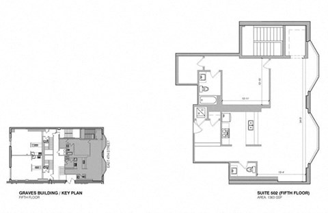 Floor plan for 1 bed, 1.5 baths, 1302 sqft