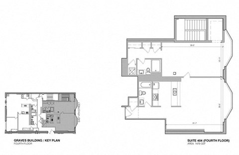 Floor plan for 1 bed, 2 baths, 1479 sqft