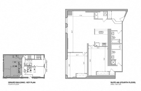 Floor plan for 2 beds, 2 baths, 1637 sqft