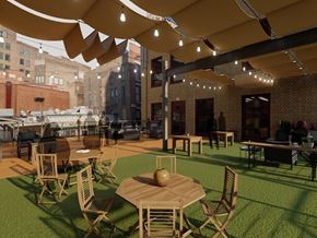Cleveland apartment for rent - a rendering of the outdoor patio at the brewery