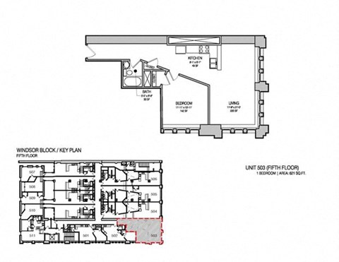 Floor plan for 1 bed, 1 bath, 675 sqft