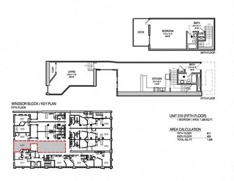 Floor plan for 2 beds, 2 baths, 1336 sqft