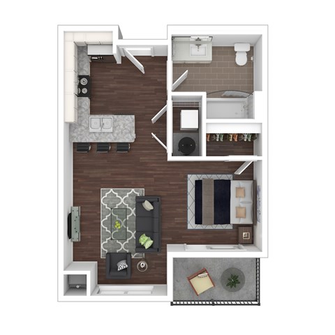 Floor plan for studio, 1 bath, 576 sqft