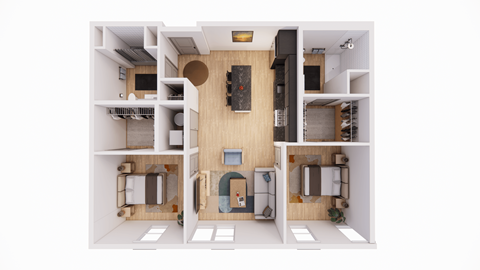 Floor plan for 2 beds, 2 baths