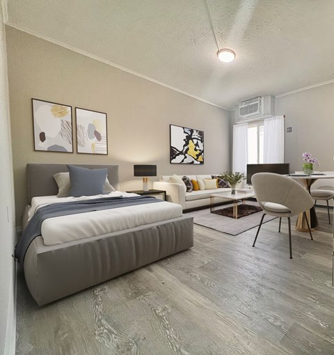 Floor plan for studio, 1 bath, 400 sqft