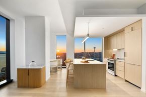 Seattle apartment for rent - the modern model living room and kitchen