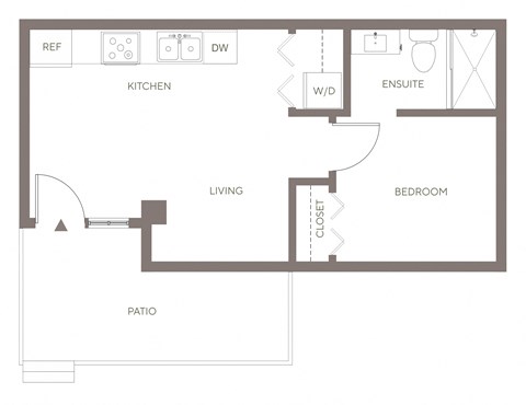 Floor plan for 1 bed, 1 bath, 462 sqft
