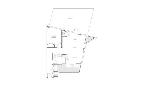 Floor plan for 1 bed, 1 bath, 776 sqft