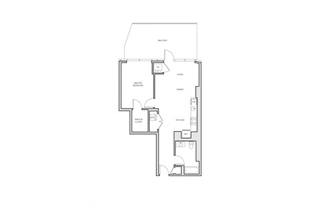 Floor plan for 1 bed, 1 bath, 792 sqft