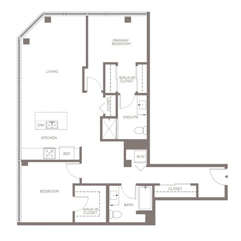 Floor plan for 2 beds, 2 baths, 1138 sqft