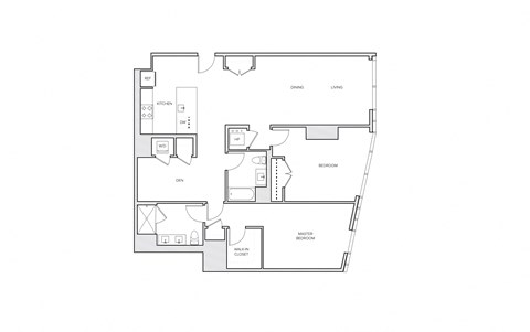 Floor plan for 2 beds, 2.5 baths, 1400 sqft