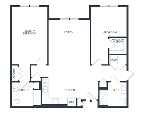 Floor plan for 2 beds, 2 baths, 1174 sqft