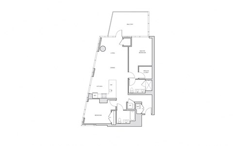 Floor plan for 2 beds, 2 baths, 1114 sqft