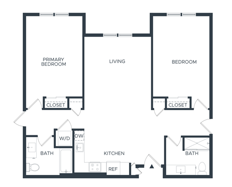 Floor plan for 2 beds, 2 baths, 1174 sqft