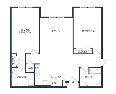 Floor plan for 2 beds, 2 baths, 1174 sqft