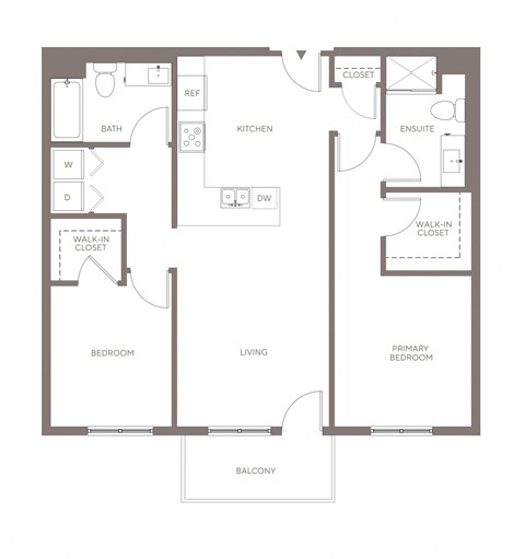 Floor plan for 2 beds, 2 baths, 1020 sqft