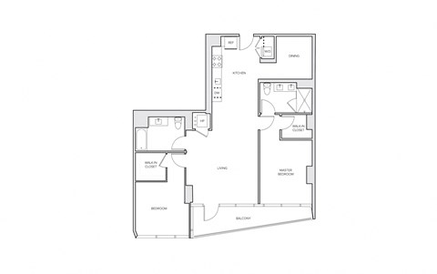 Floor plan for 2 beds, 2.5 baths, 1210 sqft