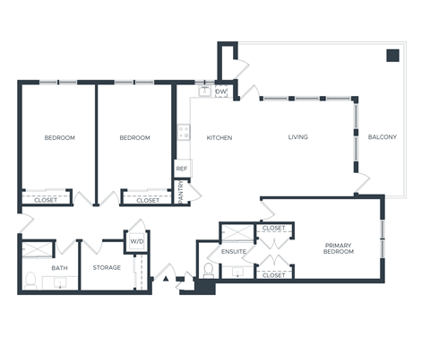 Floor plan for 3 beds, 2 baths, 1673 sqft