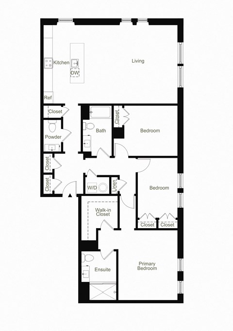 Floor plan for 3 beds, 2.5 baths, 1742 sqft